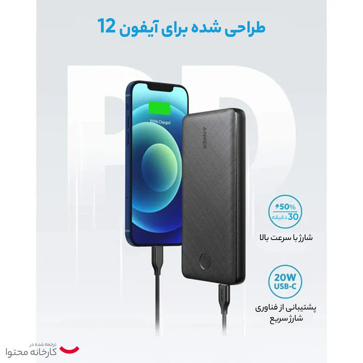 پاوربانک 20 وات انکر مدل A1287 ظرفیت 20000 میلی آمپر ساعت