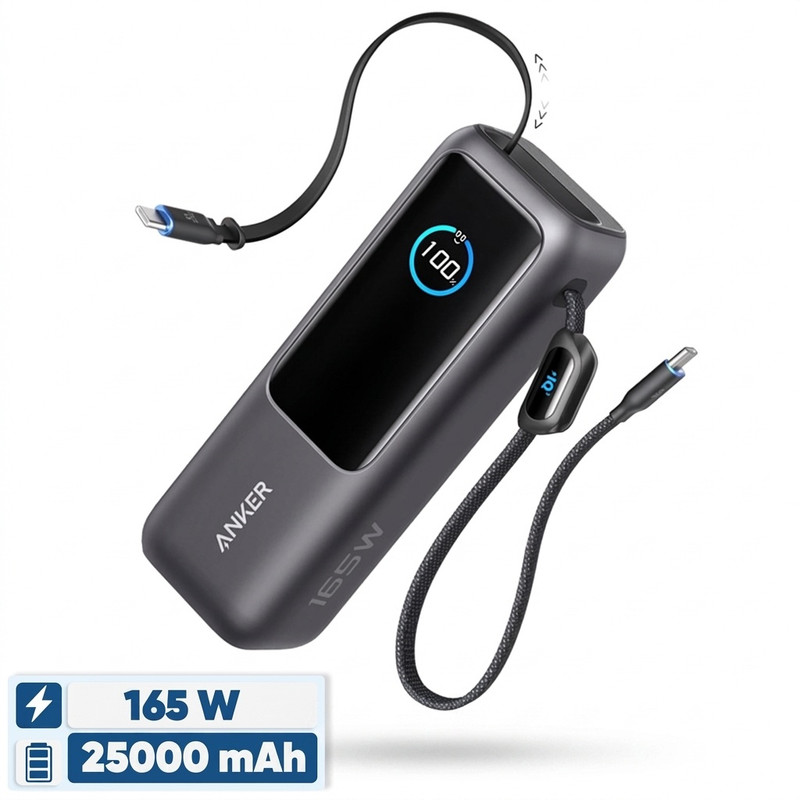 پاوربانک 160 وات انکر مدل A1695 ظرفیت 25000 میلی آمپر ساعت به همراه دو کابل USB-C