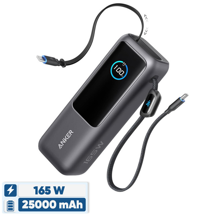 پاوربانک 160 وات انکر مدل A1695 ظرفیت 25000 میلی آمپر ساعت به همراه دو کابل USB-C