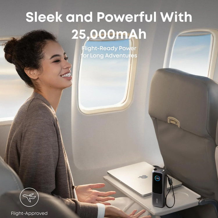 پاوربانک 160 وات انکر مدل A1695 ظرفیت 25000 میلی آمپر ساعت به همراه دو کابل USB-C
