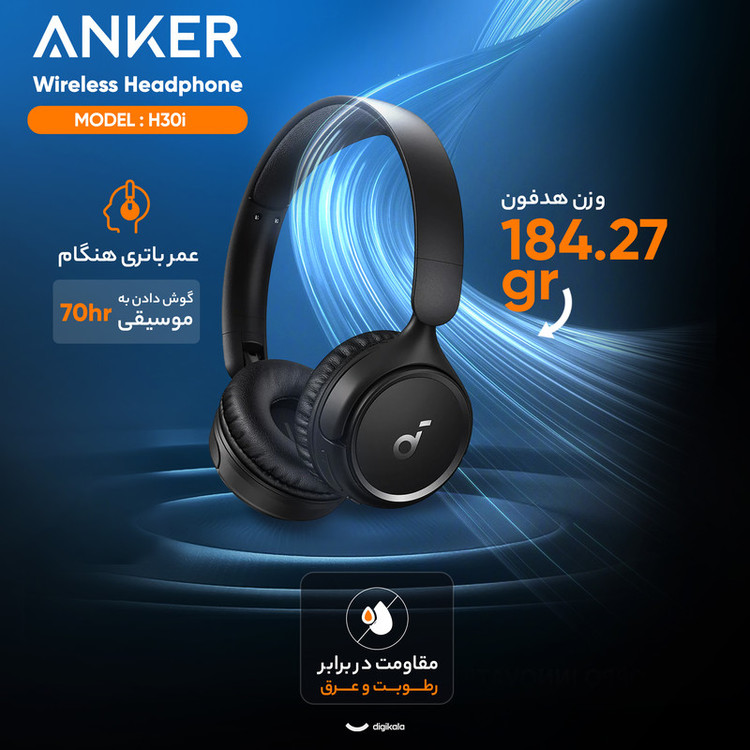 هدفون بلوتوثی انکر مدل Soundcore H30i اصلی با پشتیبانی اپلیکیشن