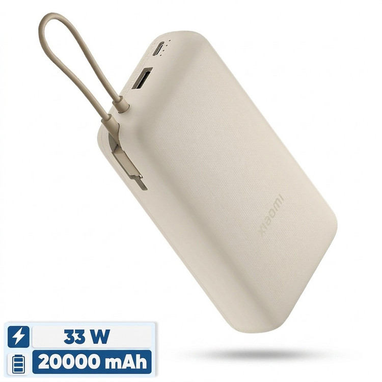 پاوربانک 33 وات شیائومی مدل Integrated Cable ظرفیت 20000 میلی آمپر ساعت - گلوبال